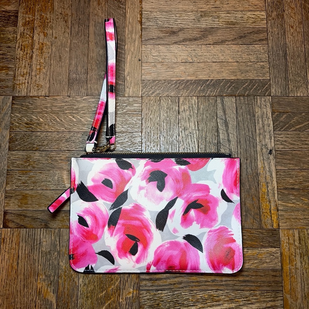 kate spade Floral Pink & Black Wristlet Clutch - Picture 3 of 5